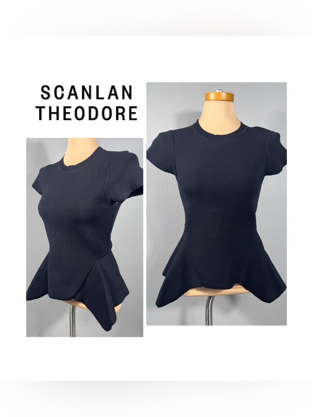 Scanlan Theodore Crepe Knit Peplum Top